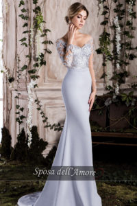 rochie de seara MAMA MIRESEI BLEO GRI 2018 crepe broderie cristale ed-005 L